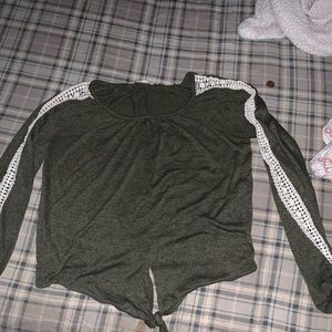 Barley worn green crop top with long sleeves